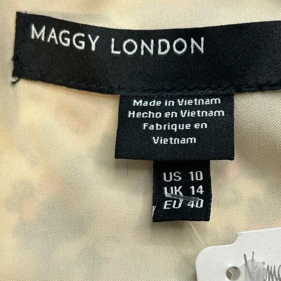 Maggy London NWT floral sleeveless sheath v-neck midi dress size 10 - Picture 8 of 10